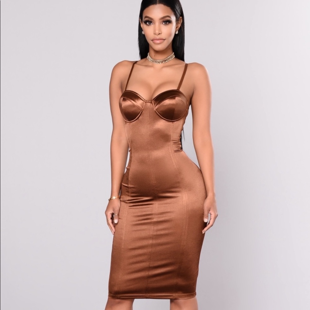 Fashion Nova Stupid In Love Dress - Chocolate